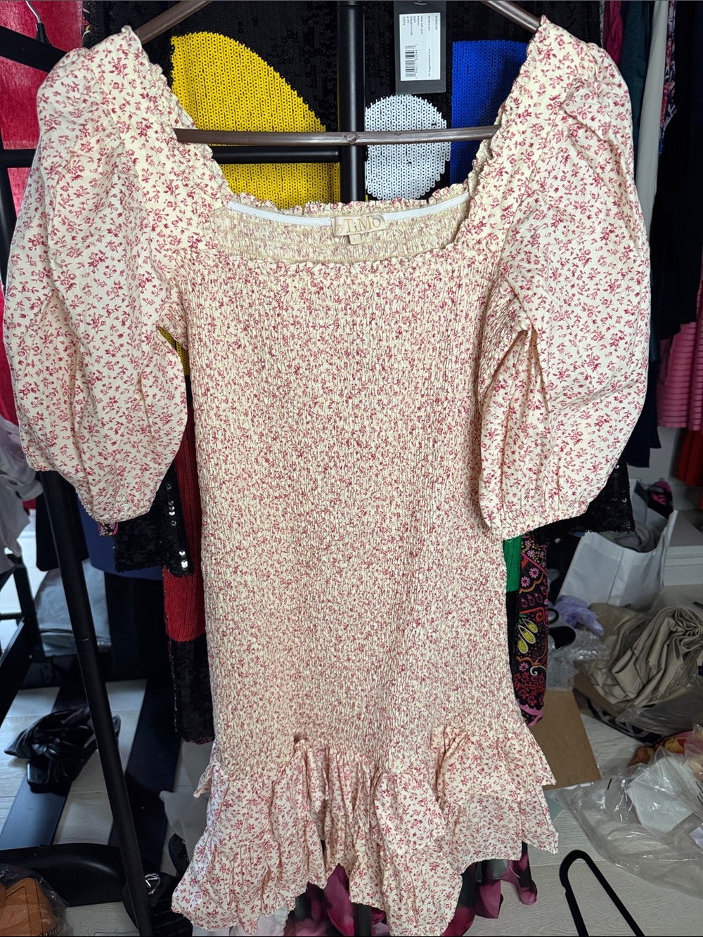 By TiMo Smocked Midi Dress with Floral Print